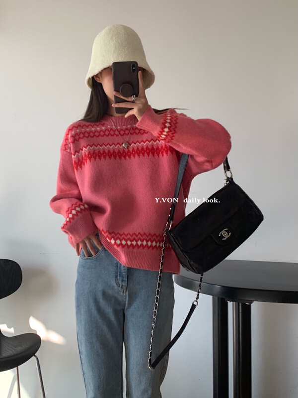 New year in early spring! [Yiwan y.von] christmas snowflake versatile warm sweater (including 15% wool) 1865# XJ