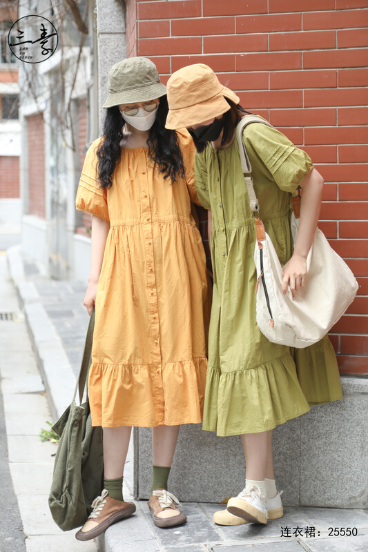 【三素衣品原創】簡約氣質日系連衣裙  25550#  XYJ