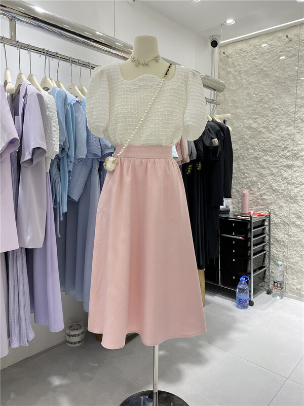 goods in stock! New in early summer! [vanroi Fanluo clothes] temperament high waist solid color medium length skirt ys2-8157# hjy