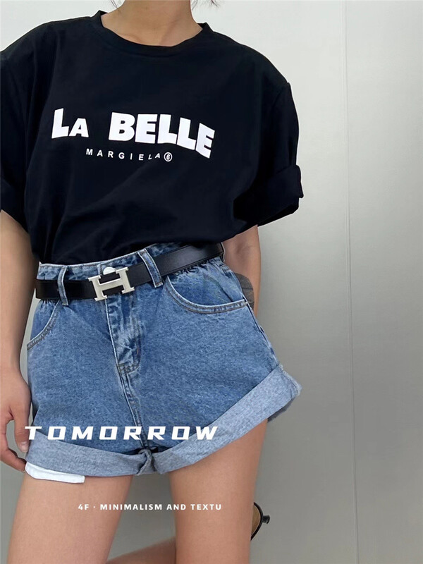 New in early summer! [tomorrow] high waist washed versatile denim shorts 809# ozq