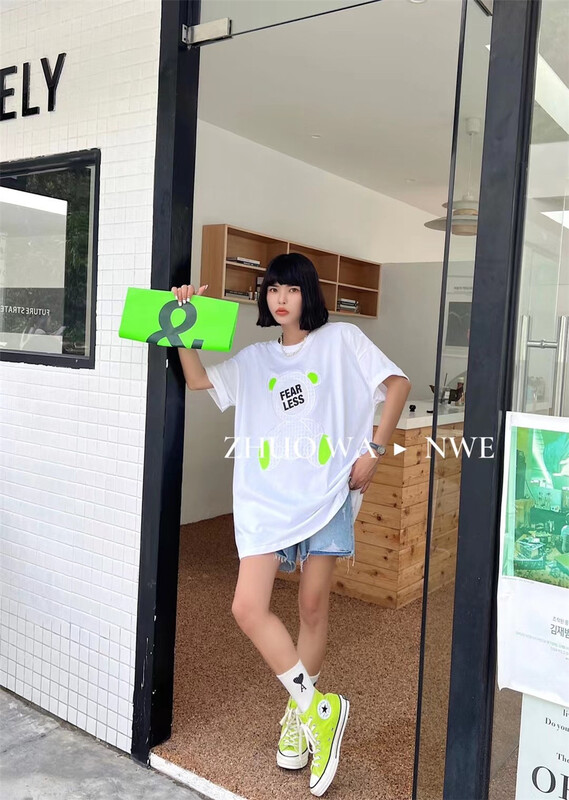 [buyer Yan Xuan zhuowa] Korean cartoon printed ins short sleeve T-shirt 6137# Cl