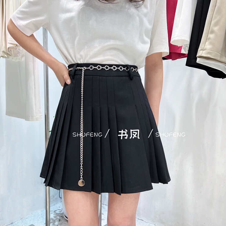 New in early summer! [Shufeng] pleated fashion slim retro skirt (with waist rope) 5896# LSL