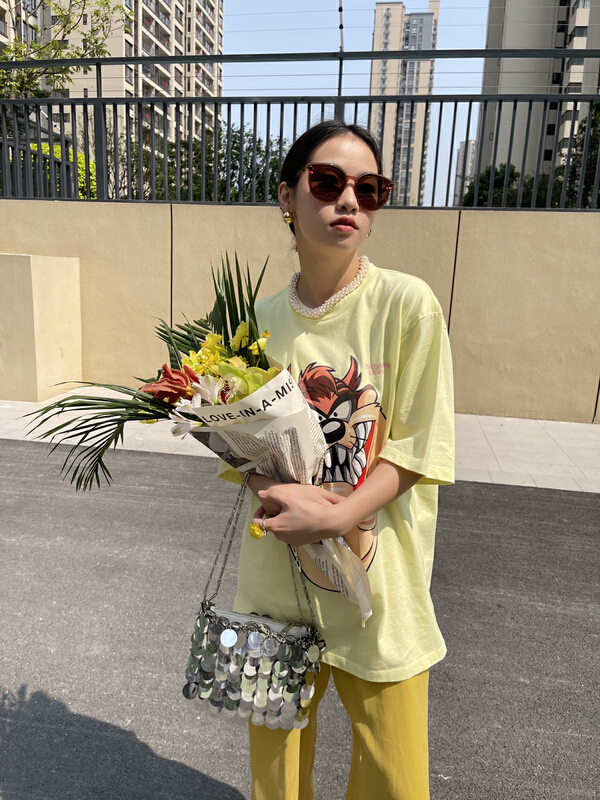 New in early summer! [attitude] round neck cute versatile pattern short sleeve T-shirt aq4360# ozq