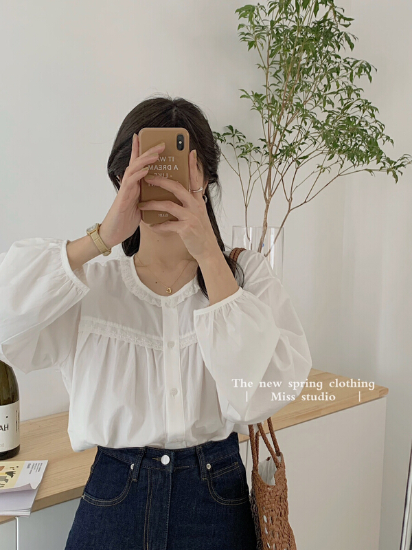 goods in stock! New year in early spring! [miss miss miss home] fashionable and versatile lady single breasted shirt 6l005# ZSY