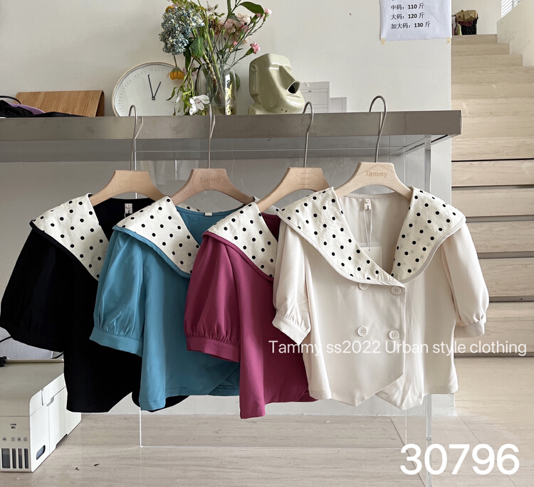 Live broadcast ⑤! [Tammy] wave point loose and versatile shirt 30796# L