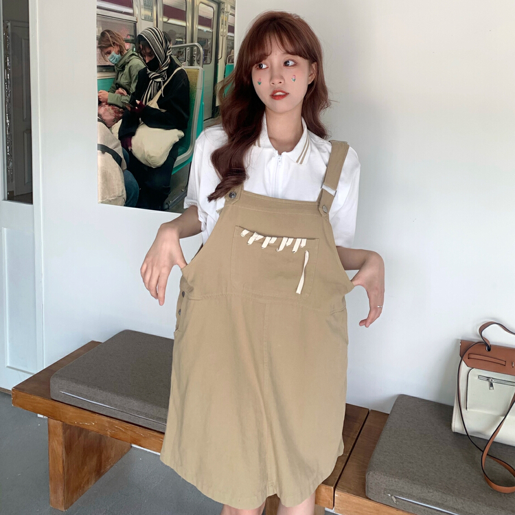 New in early summer! [ycnana] design sense: retro, simple, versatile, slim suspender skirt 98096# LSW