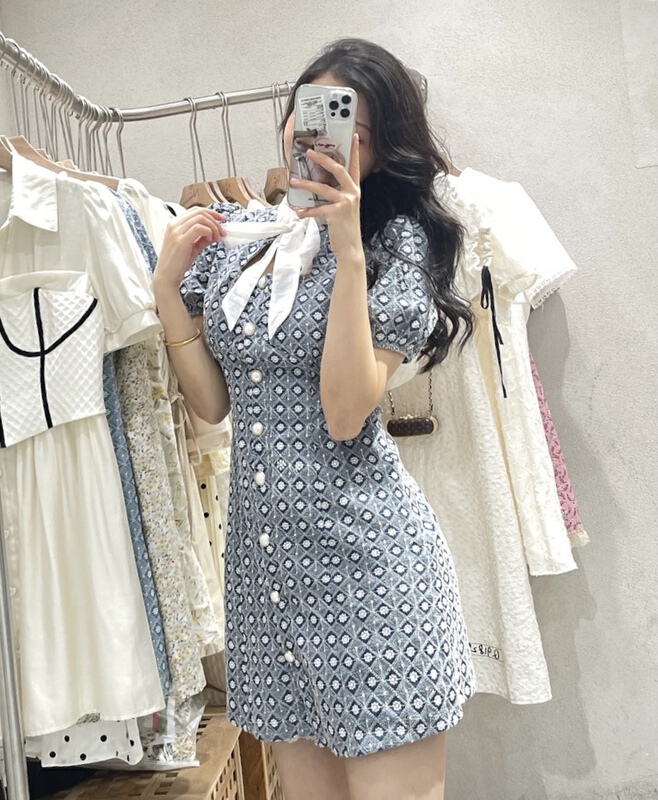 New in early summer! [NC edition] Korean bandage design aging bubble sleeve dress z2380# zxx