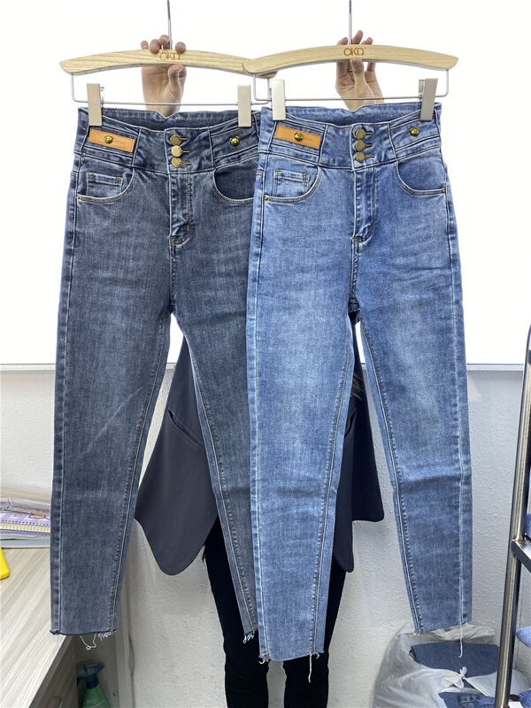 goods in stock! New year in early spring! [okd] single breasted versatile high waist jeans 90222# zxl