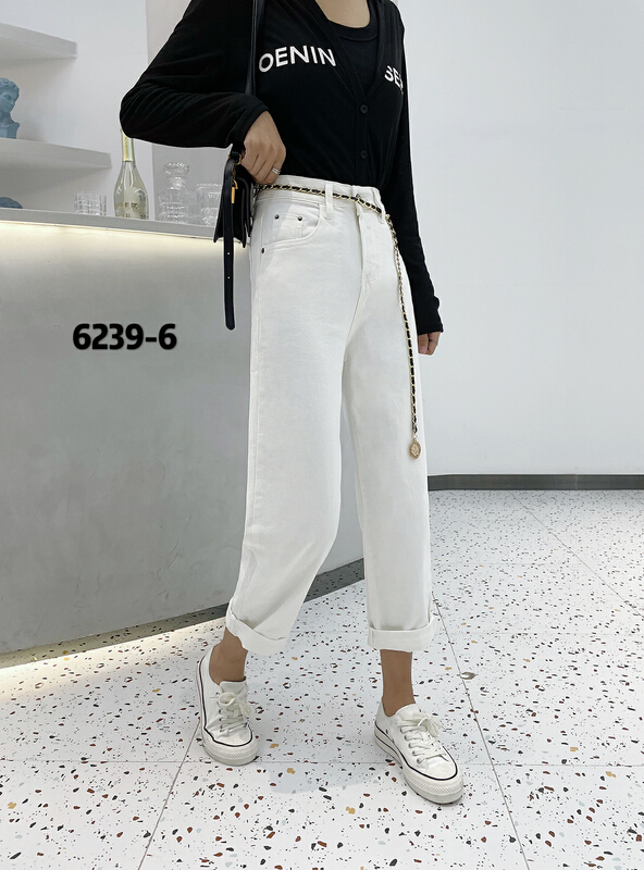 [Mina] Mina elastic boyfriend jeans (with chain) 6239-6# LJF