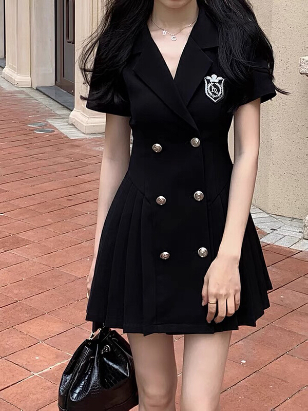 New in early summer! [L.L studio] backless bow double breasted dress (without Brooch) 7467# PCZ