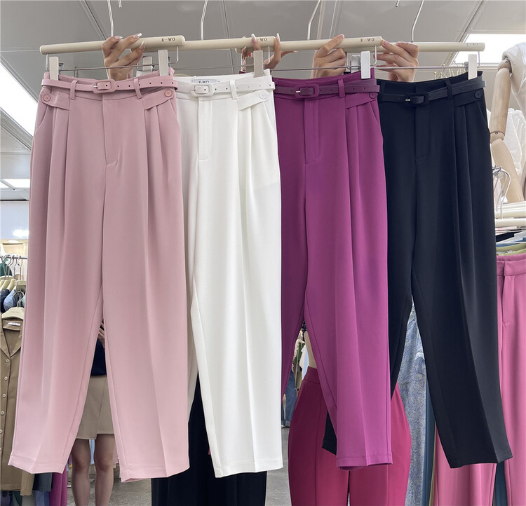 [e-wo] comfortable and versatile simple casual pants (with belt) 2286# LSW