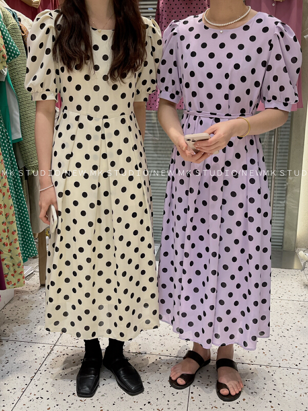 New in early summer! [MK] wave point Korean crimping dress 3208# hjy