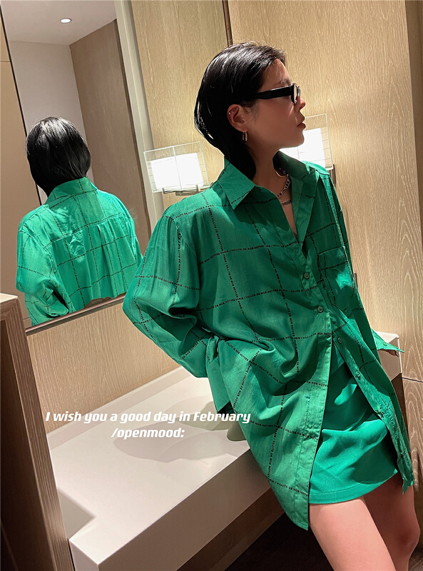 New year in early spring! [open] Plaid Versatile Single breasted shirt 3287# XYJ
