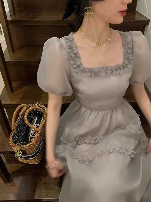 [are studio] French style square neck waist dress 81185# zxx