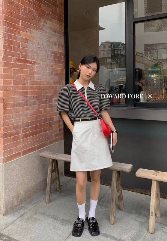 [ward front] Korean slim solid color skirt (with belt) w6158# zxl
