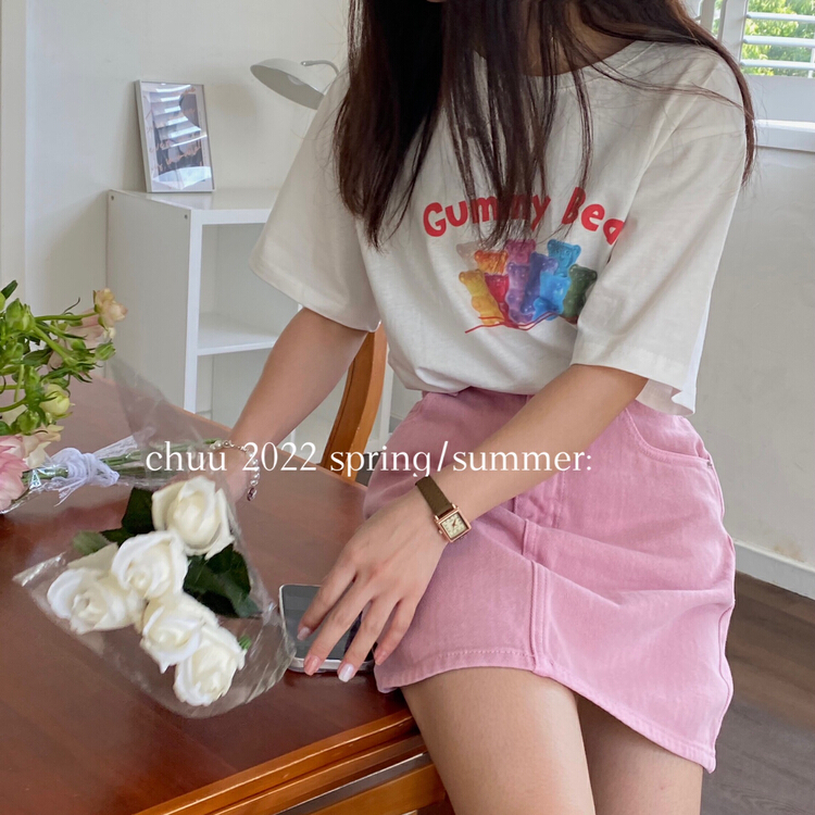 New in early summer! [chuu] Korean loose casual printed short sleeve T-shirt 61131# HBx