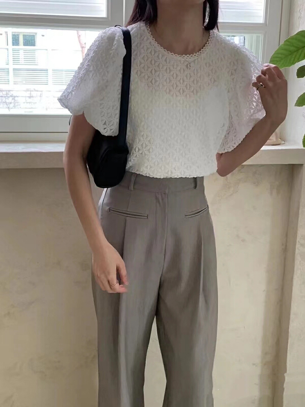 [A.C] Korean sunflower lace blouse 11553# LSL