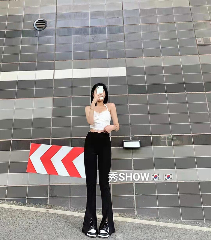 New in early summer! [show] net split fashion slim casual pants 28039# ozq