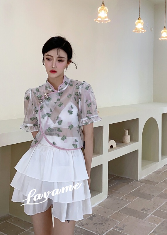 [lavame] jacquard buckle short shirt 7760# zxx