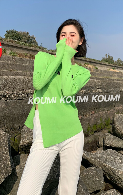 goods in stock! New year in early spring! [Koumi] simple, slim and versatile bubble sleeve letter T-shirt 603# CSX