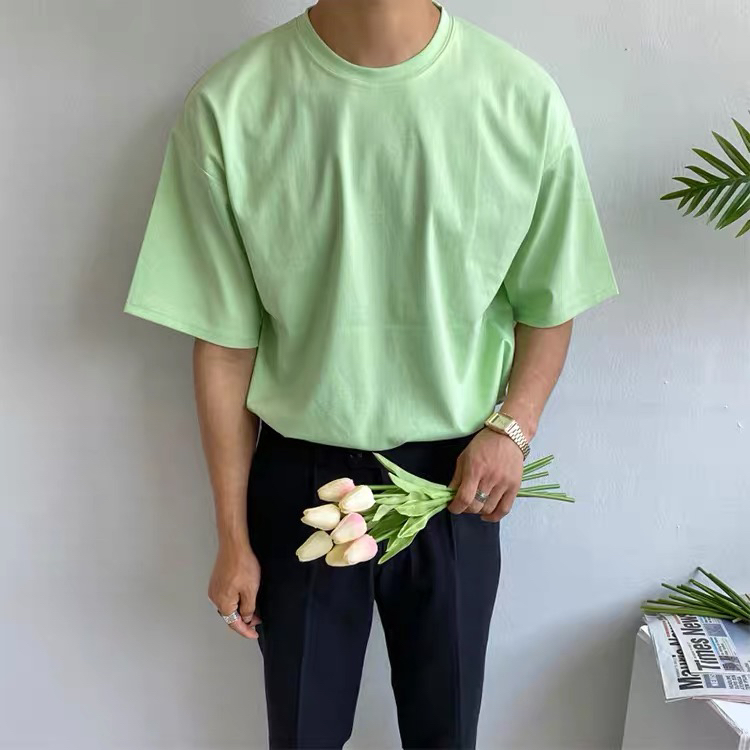 [Shenzhi] classic solid color loose and versatile Pullover short sleeve T-shirt k22051# Cl
