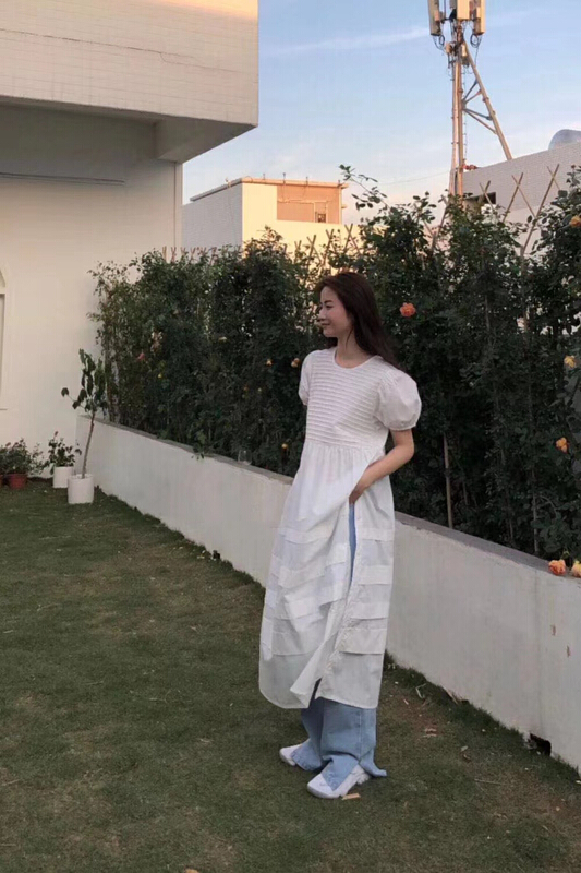[m.two] Korean version solid color loose long dress 77981# hyy