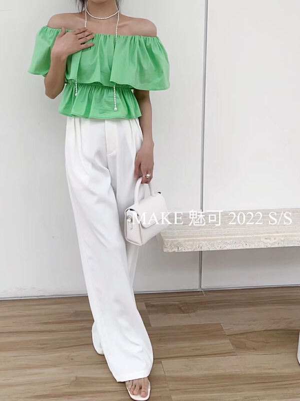 [make Meike] simple temperament triangular chain trousers (with detachable waist chain) 5999# XJ