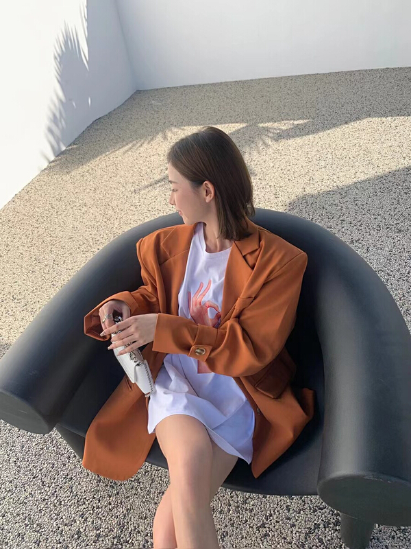 New year in early spring! [mi ni] fashion double breasted suit + versatile OK short sleeve T-shirt set 3013# PCZ