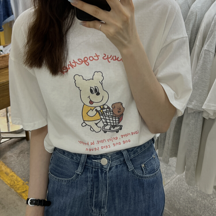 New in early summer! [Li Bai] round neck print versatile Casual Short Sleeve T-shirt 2811-3# ll