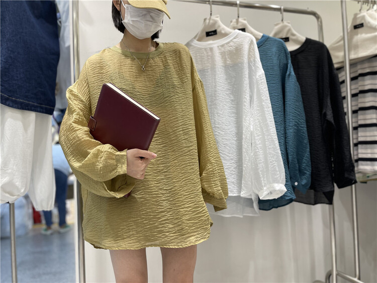 [original by hnhl] crew neck Pullover comfortable long sleeve T-shirt 17861# L