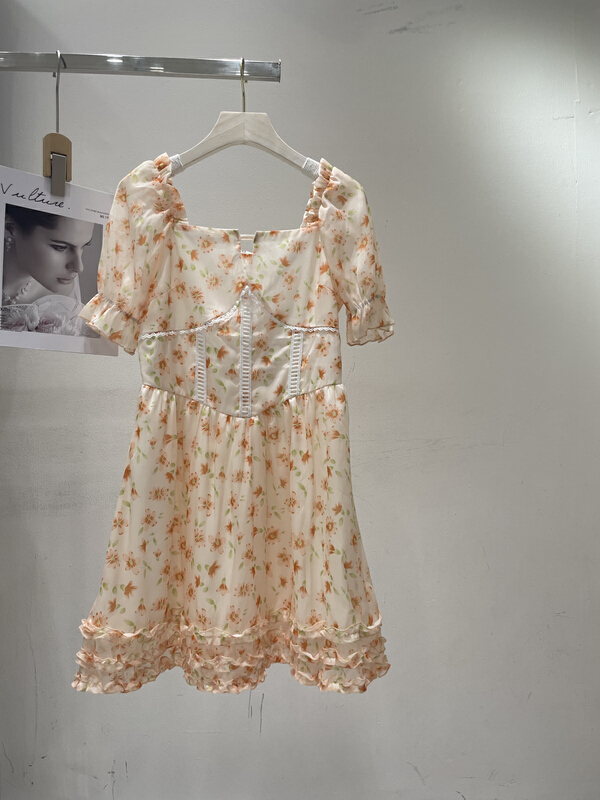 [Yingying new clothes] first love feeling cool and cute minority collar bubble sleeve sweet thin dress 7508\cl