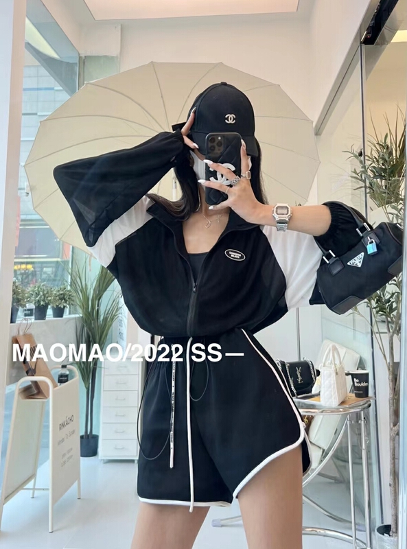 [Maomao] casual contrast color zipper sunscreen shirt 9265# WTT