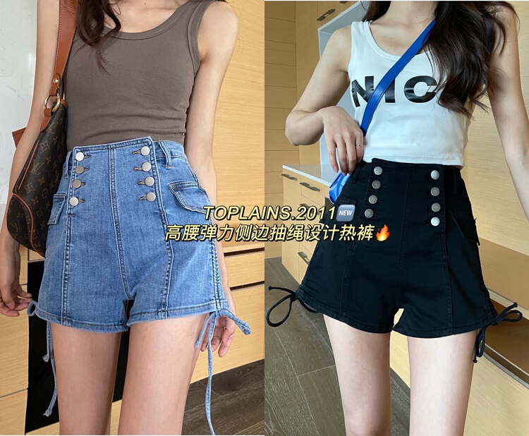 [Mi & Co Wu] drawcord design Vintage denim shorts t2011# hjy