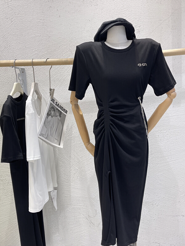 [JSM] fashion slim waist dress (with detachable waist chain) 8883# LSL