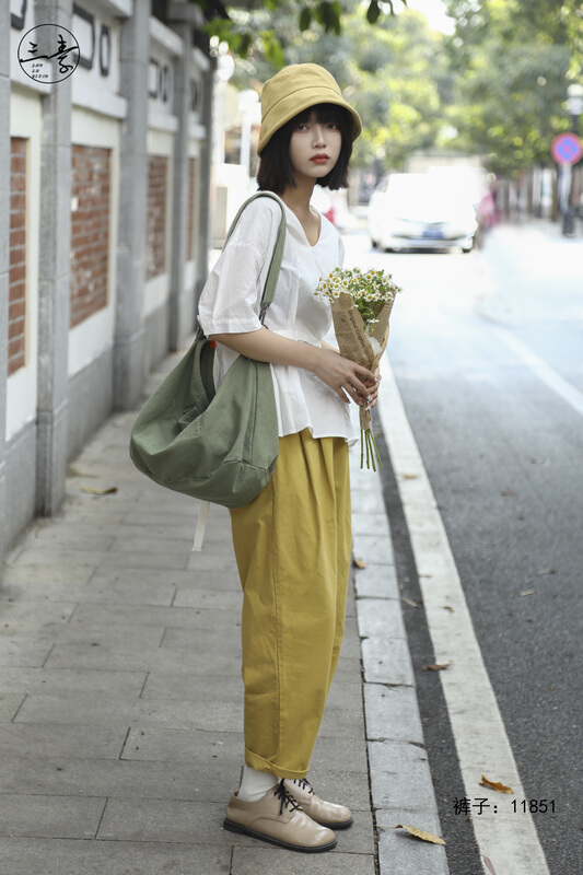 goods in stock! New in early summer! [original of three plain clothes] Japanese simple temperament and thin radish casual pants 11851# XYJ