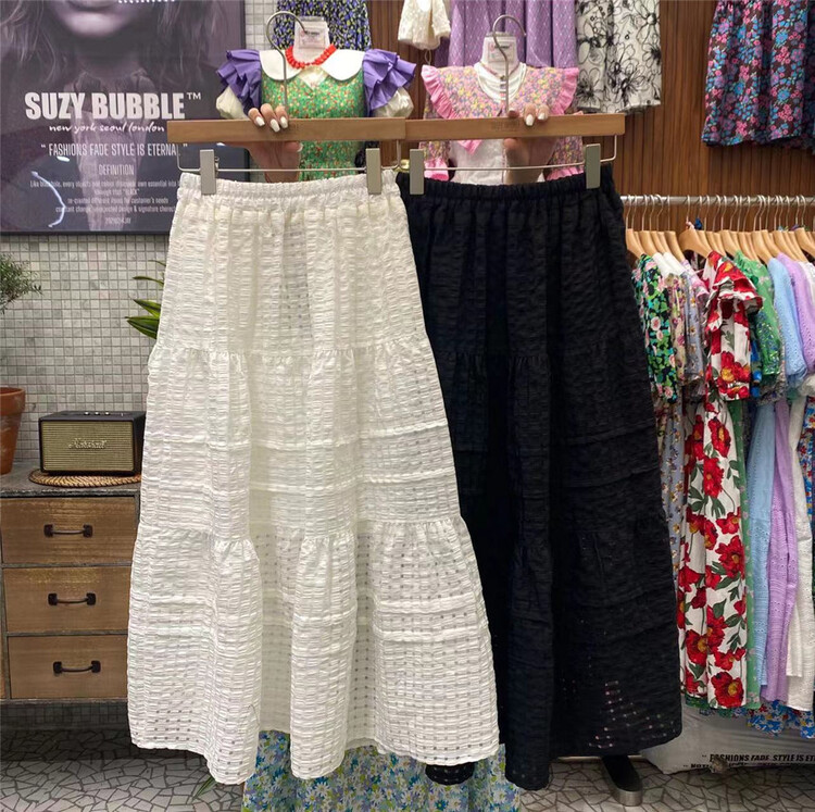 [N21] Korean versatile elastic waist A-line skirt 2215# WPL