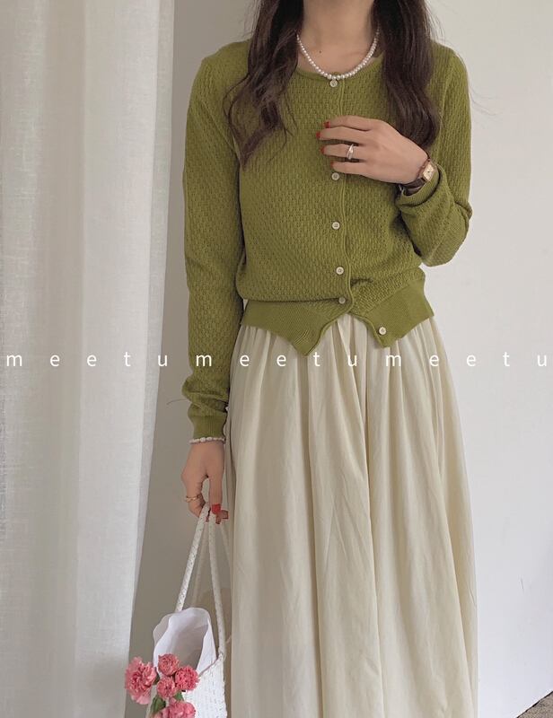 New year in early spring! [meetu] simple ins round neck versatile knitted cardigan (only cardigan sold) 332# ZSY