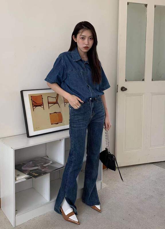 New in early summer! [9hour] slit micro horn skinny jeans 90512# zxl