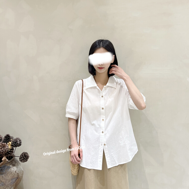 New in early summer! [I look] minimalist Japanese single breasted shirt 12050# ZSY