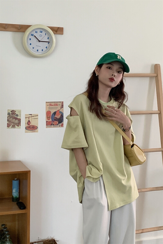 New in early summer! [Mihe] Korean design cut short sleeve T-shirt 6005# lwy
