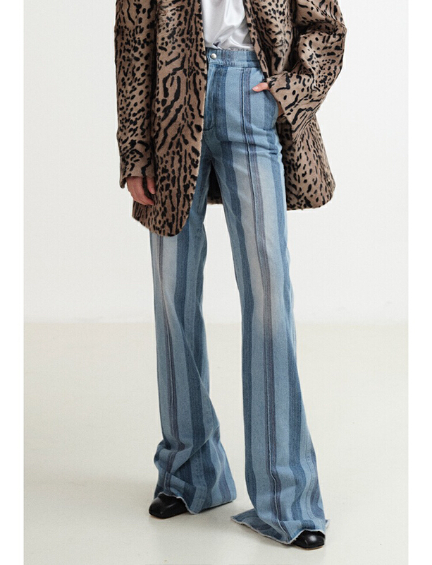 [noodles] mop stripe flare jeans 613# ozq