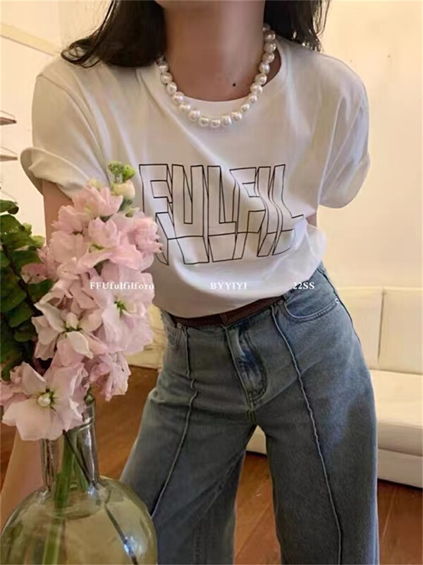 New in early summer! [n.i.c] Korean round neck letter short sleeve T-shirt n1535# ZSY