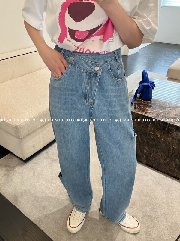 [kJ] irregular waist versatile wide leg jeans 2861# zxl