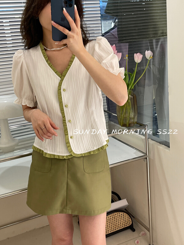 New in early summer! [Sunday morning] Korean fashion minority foreign style shirt 6950# ZSY