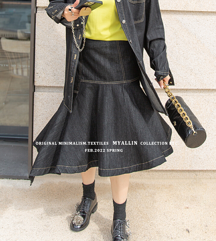 goods in stock! New year in early spring! [myallin] asymmetric umbrella skirt denim skirt 60005# ozq