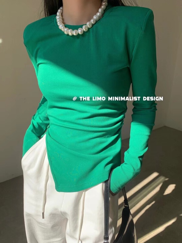 goods in stock! New year in early spring! [the limo] asymmetric design slim long sleeve T-shirt 6649# XYJ