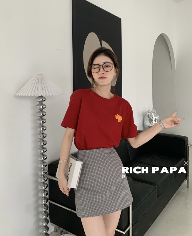 [rich Papa] fashion print round neck short sleeve T-shirt t298# zxx