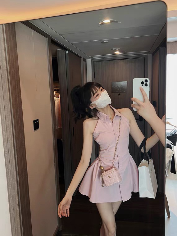 [x · h studio] sexy hot girl pure desire style sleeveless neck and off shoulder dress 8029# ozq