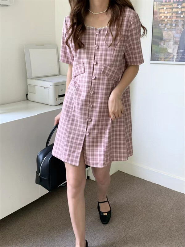 Original price 100.39! New in early summer! [MSN] sweet girl gentle wind lattice beaded dress lyq34# CLS