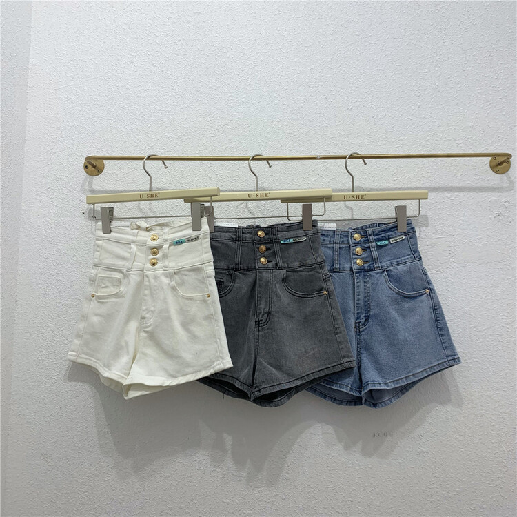 [u.she] Korean high waist versatile denim shorts 83125# cqw